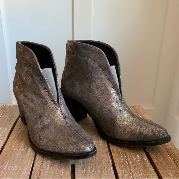 metallic shimmer booties